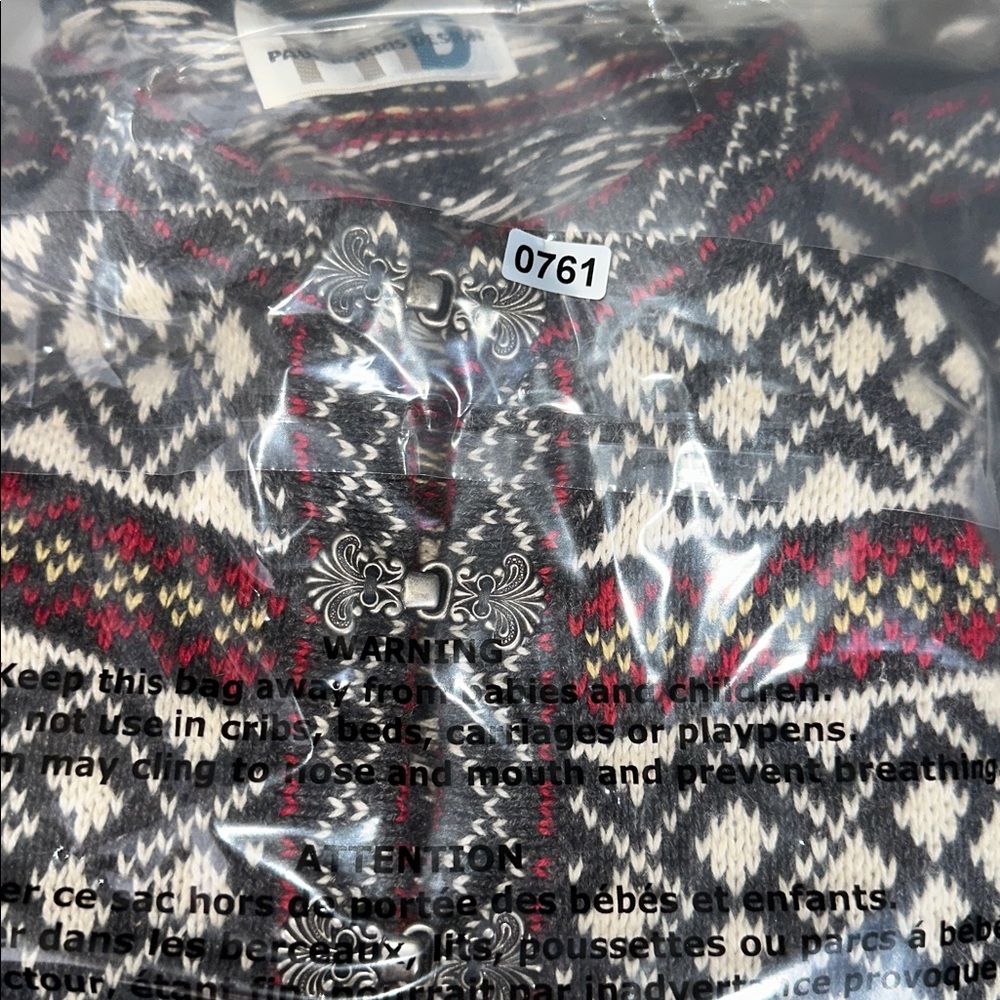 PHD Vintage 80s Ramie Cotton Toggle Scandinavian Fleur De Lis Cardigan Sweater - Picture 12 of 12